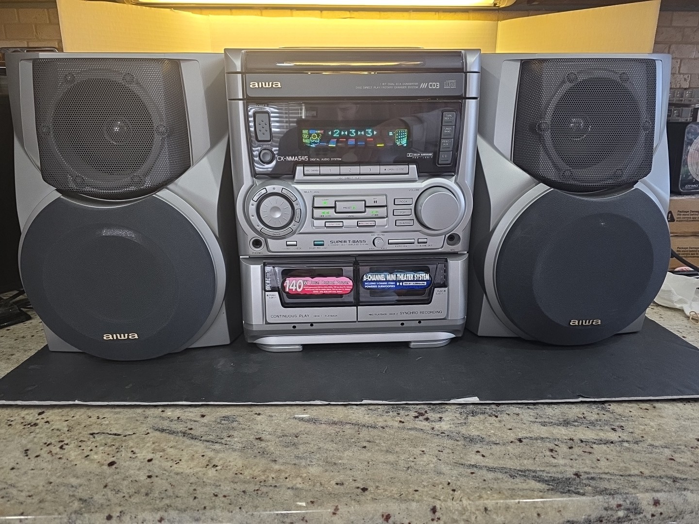 Aiwa CX-NMA545 Digital Audio System TBass 3 CD Stereo Dual  Cassette Speakers Fm