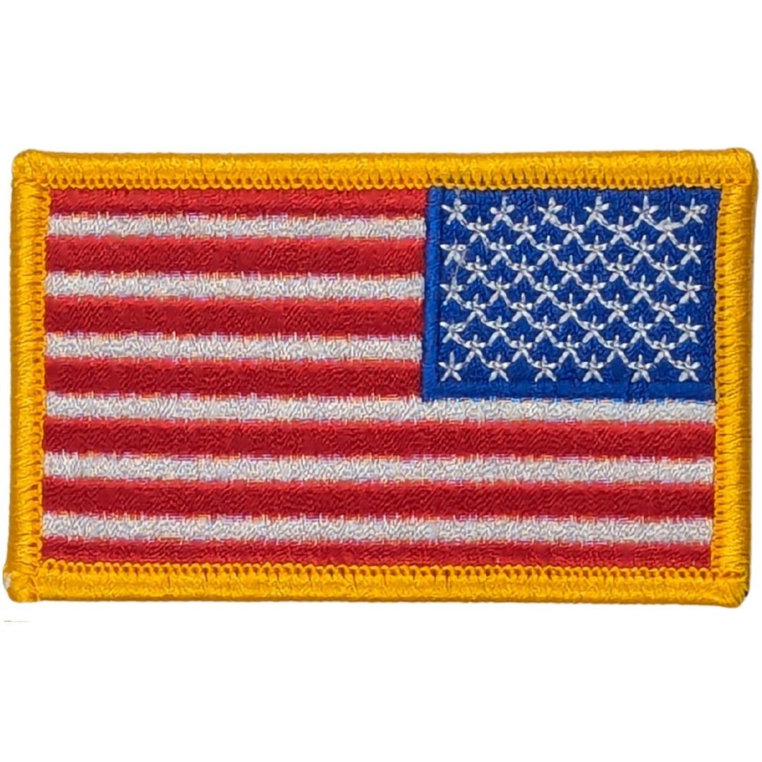 Reverse American Flag Patch Full Color; Army Combat Uniform (ACU); Hook Fastener