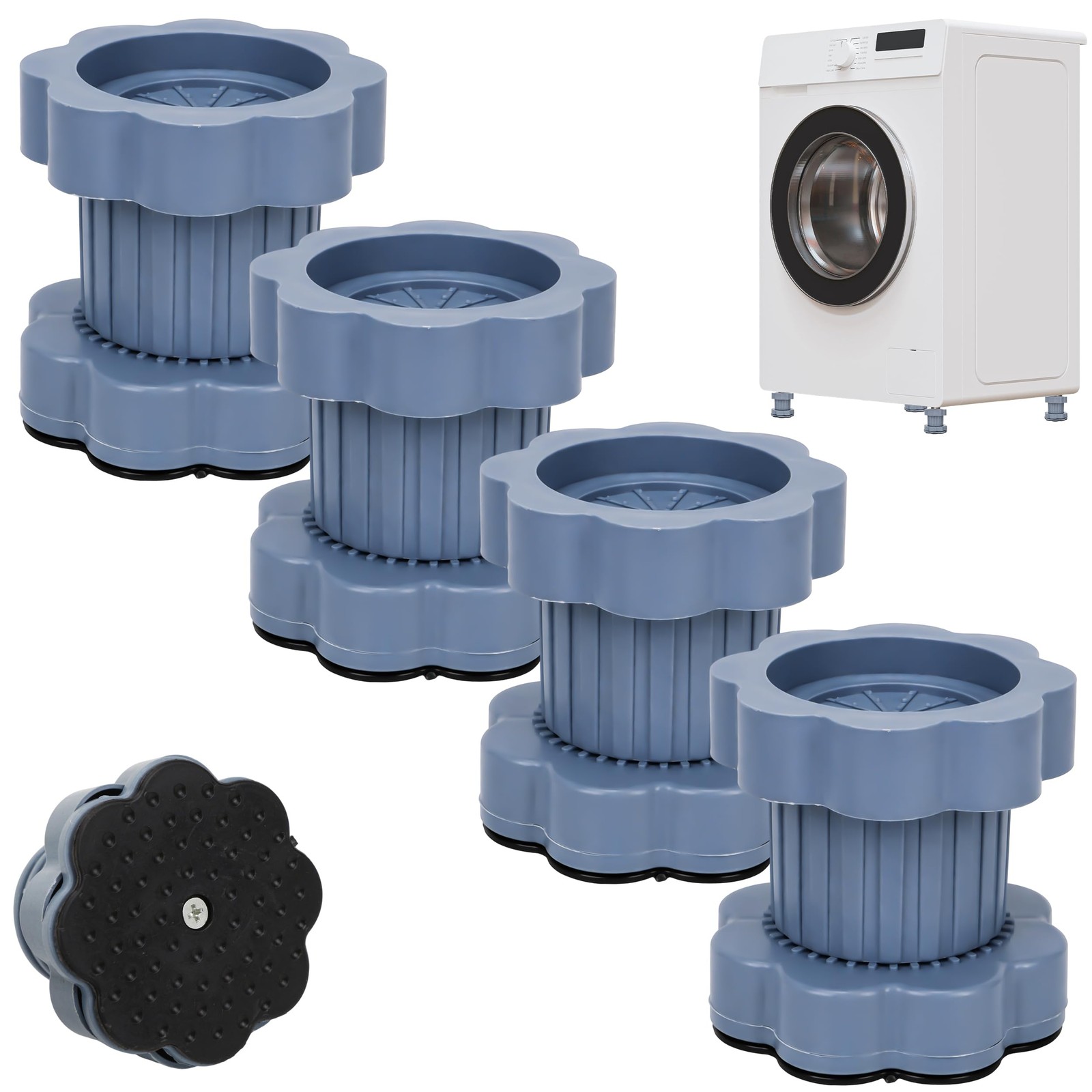 4 Pack Anti Vibration Pads for Washers - Universal Heightening Riser Pad for ...