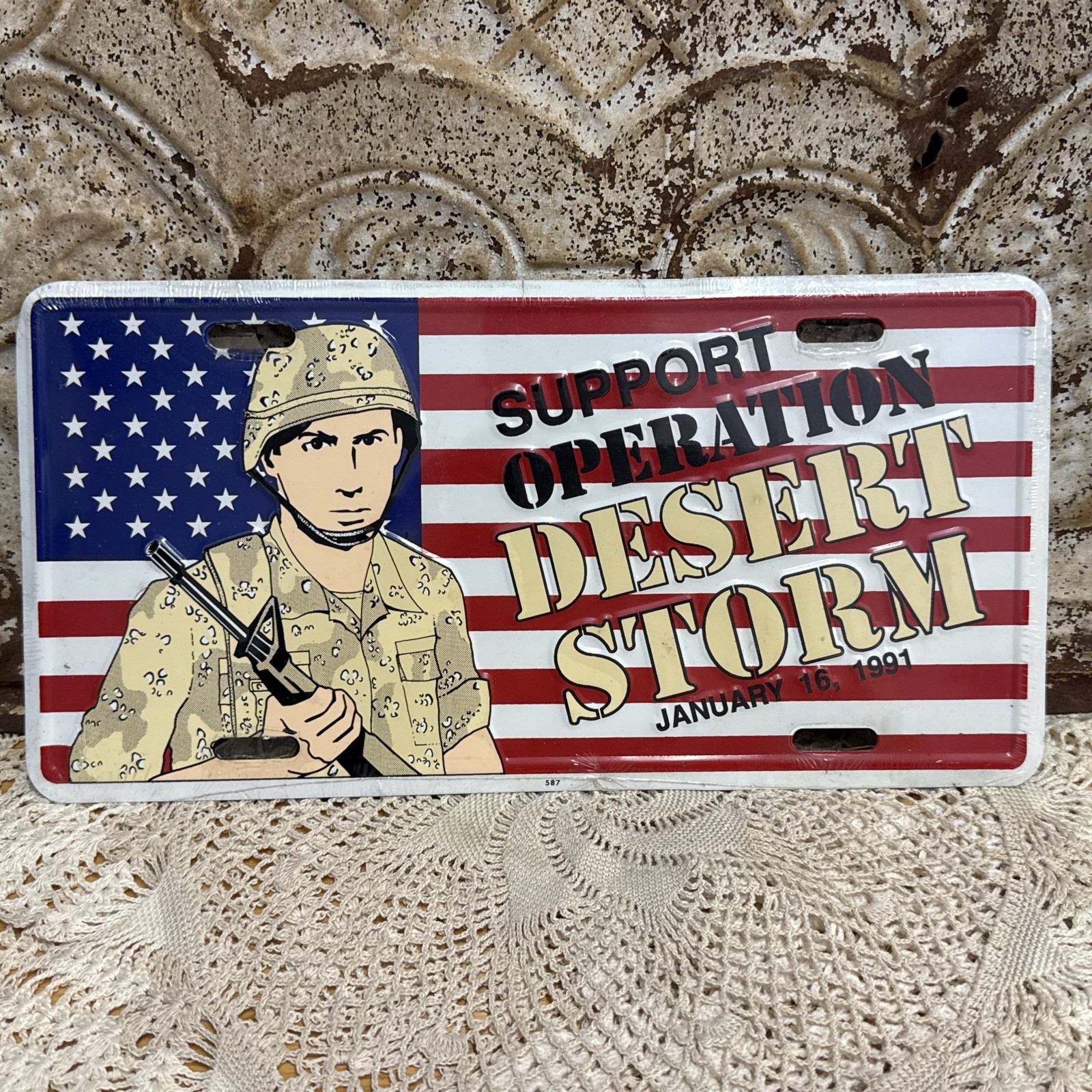 Support Operation Desert Storm Metal License Plate January 16, 1991 New Sealed