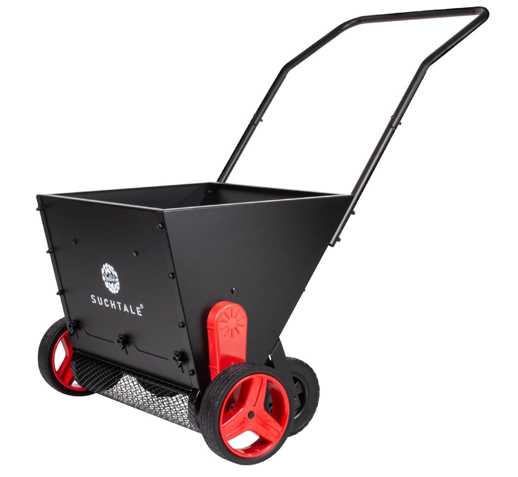 Upgrade Push Lawn Spreader for Compost & Peat Moss,Organic Fertilizer Applicator