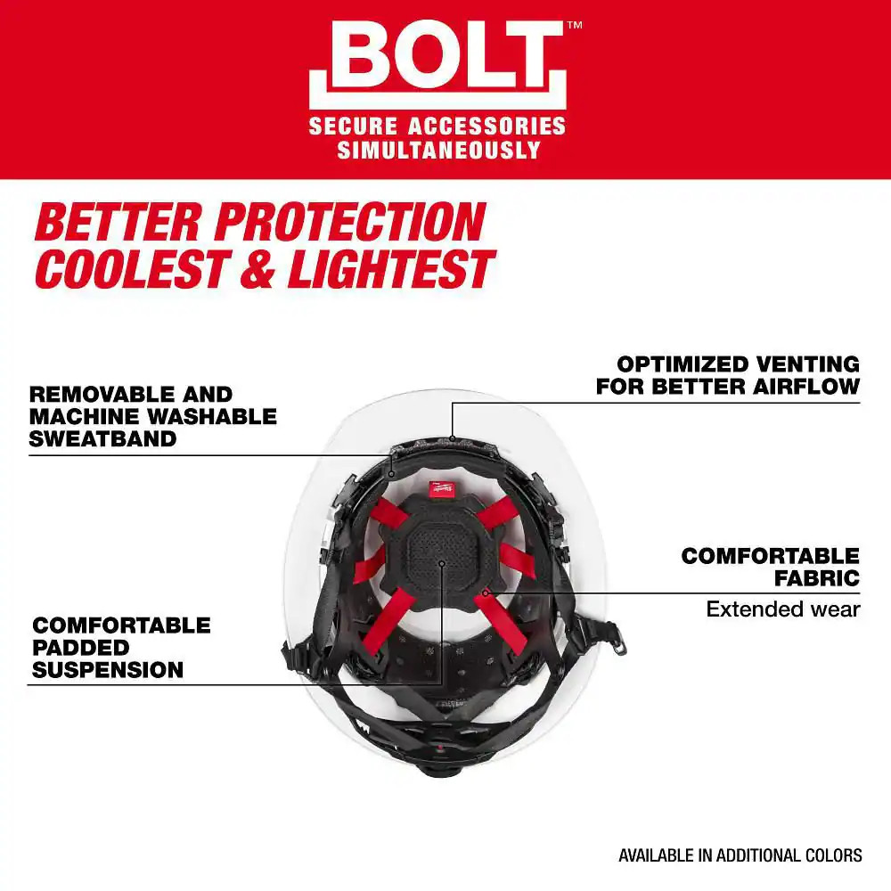 BOLT White Type 2 Class C Full Brim Vented Safety Helmet