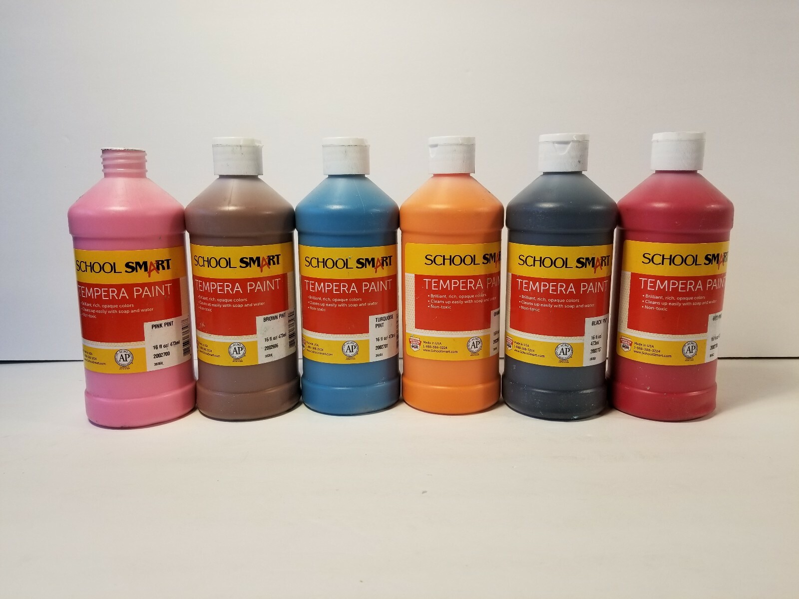 School Smart Tempera Paint 16fl oz Set Of 6 Colors New Free Shipping
