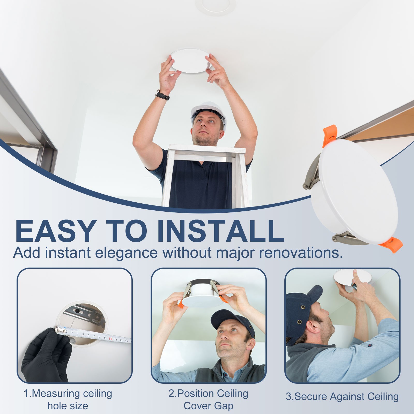 6Pcs 185mm/7.3" Round Ceiling Cover Plate, Cap Access Panel for 4.9-6.9", White