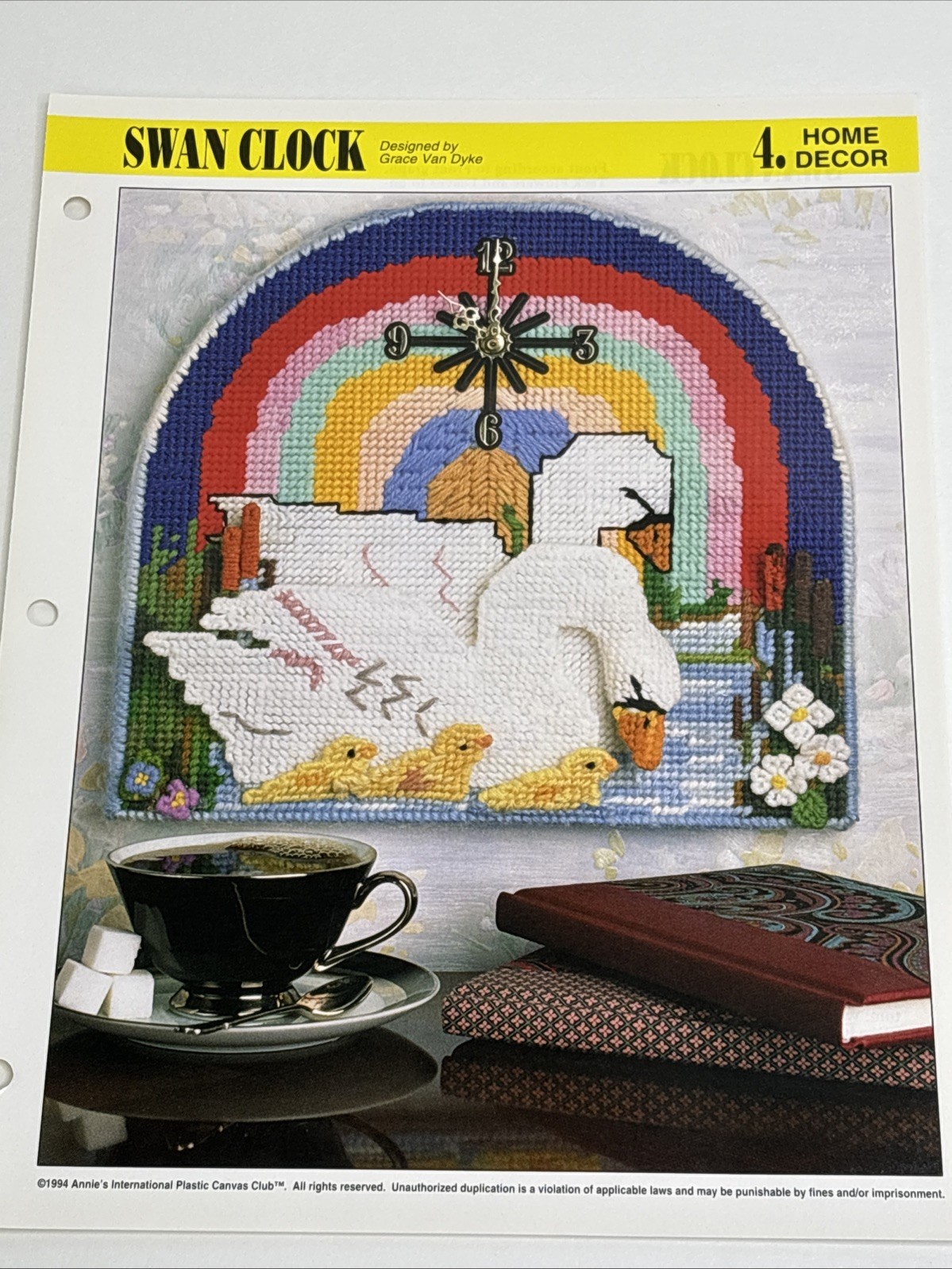Swan Clock Annie's Attic Plastic Canvas Pattern Page