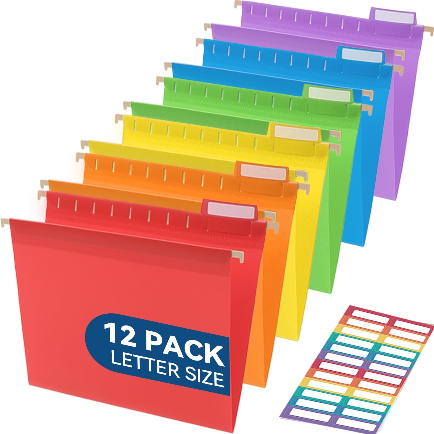 SortRax Plastic Hanging File Folders, Sturdy & Letter, Assorted Colors