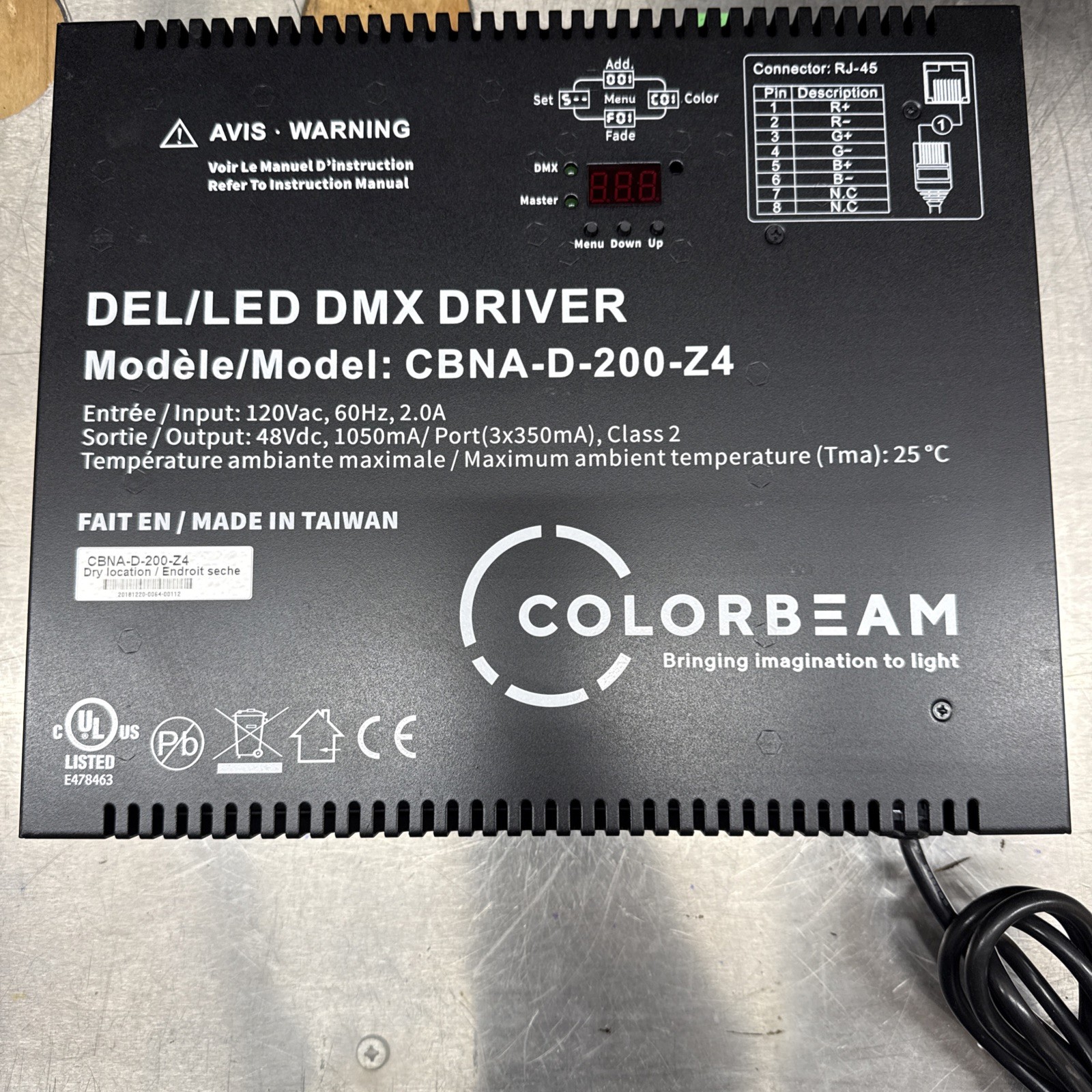 LED DMX Driver Model CBNA-2-200-Z4