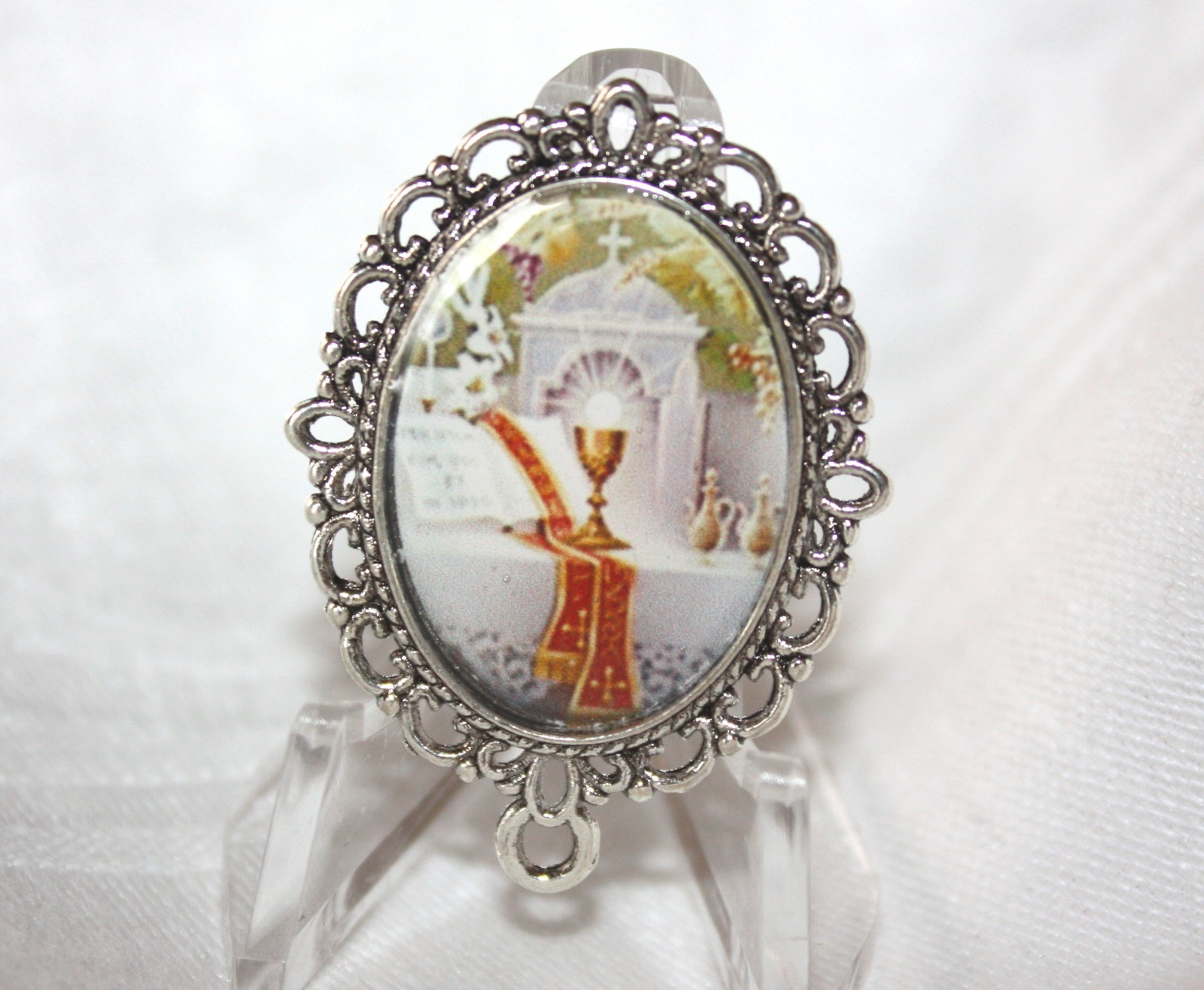 First Holy Communion Rosary Center/Custom Made/Antique Silver or Bronze