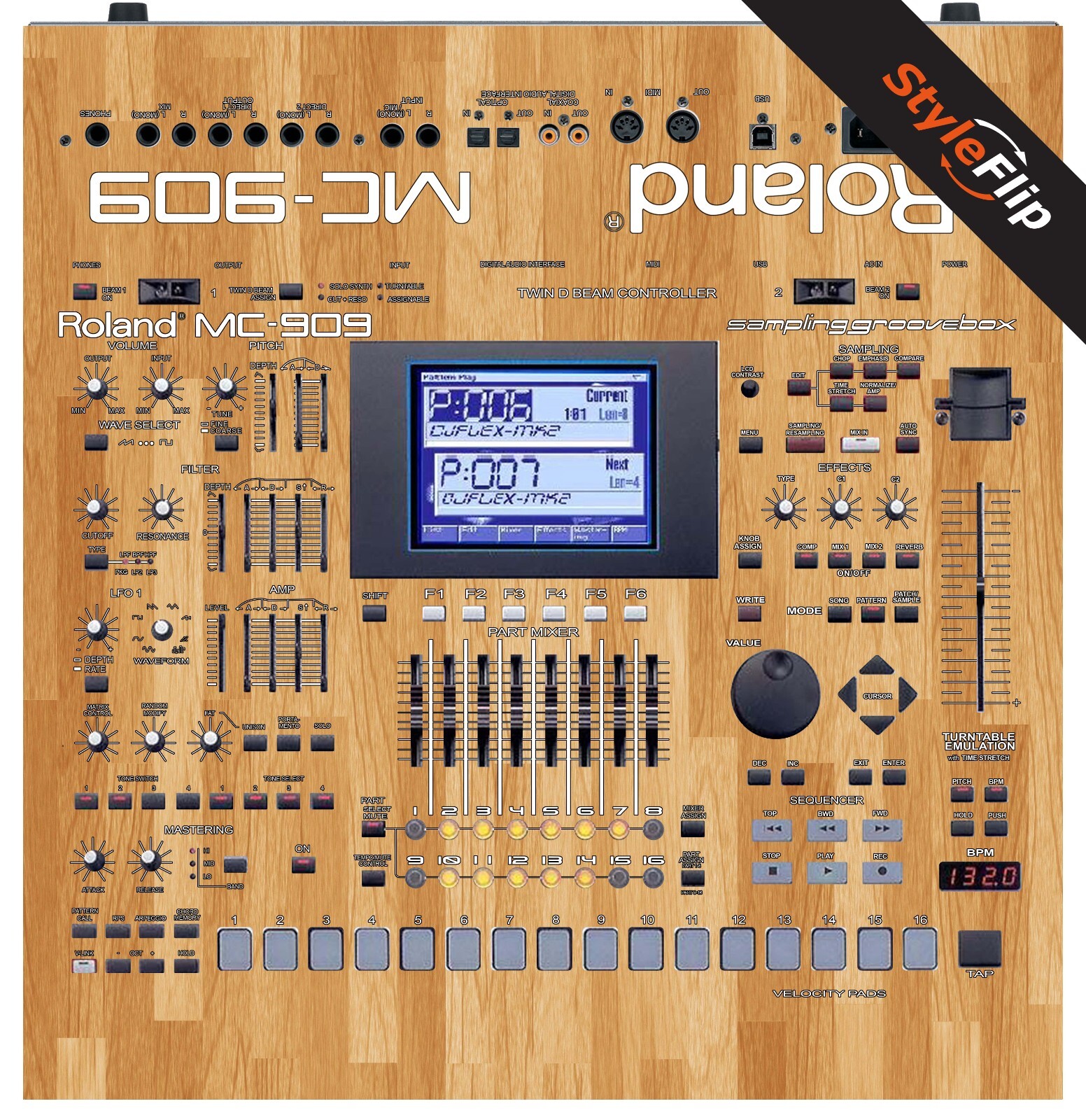 Roland MC-909 Skin | Wood 5 | Protective Decal | StyleFlip Skins