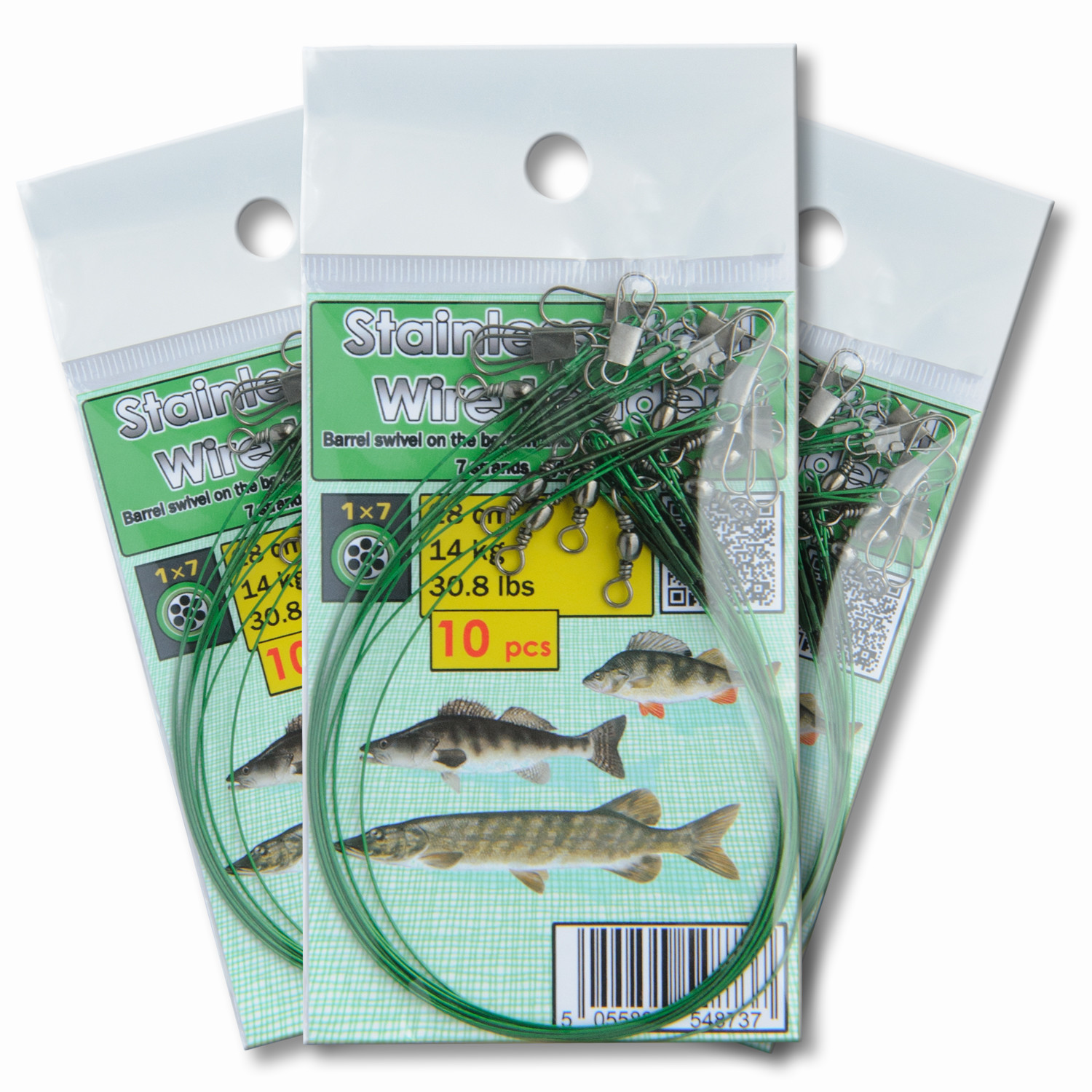 Pike Sea Fishing Wire Traces 28cm 30lb 14kg Predator Soft Lure Jig Heads