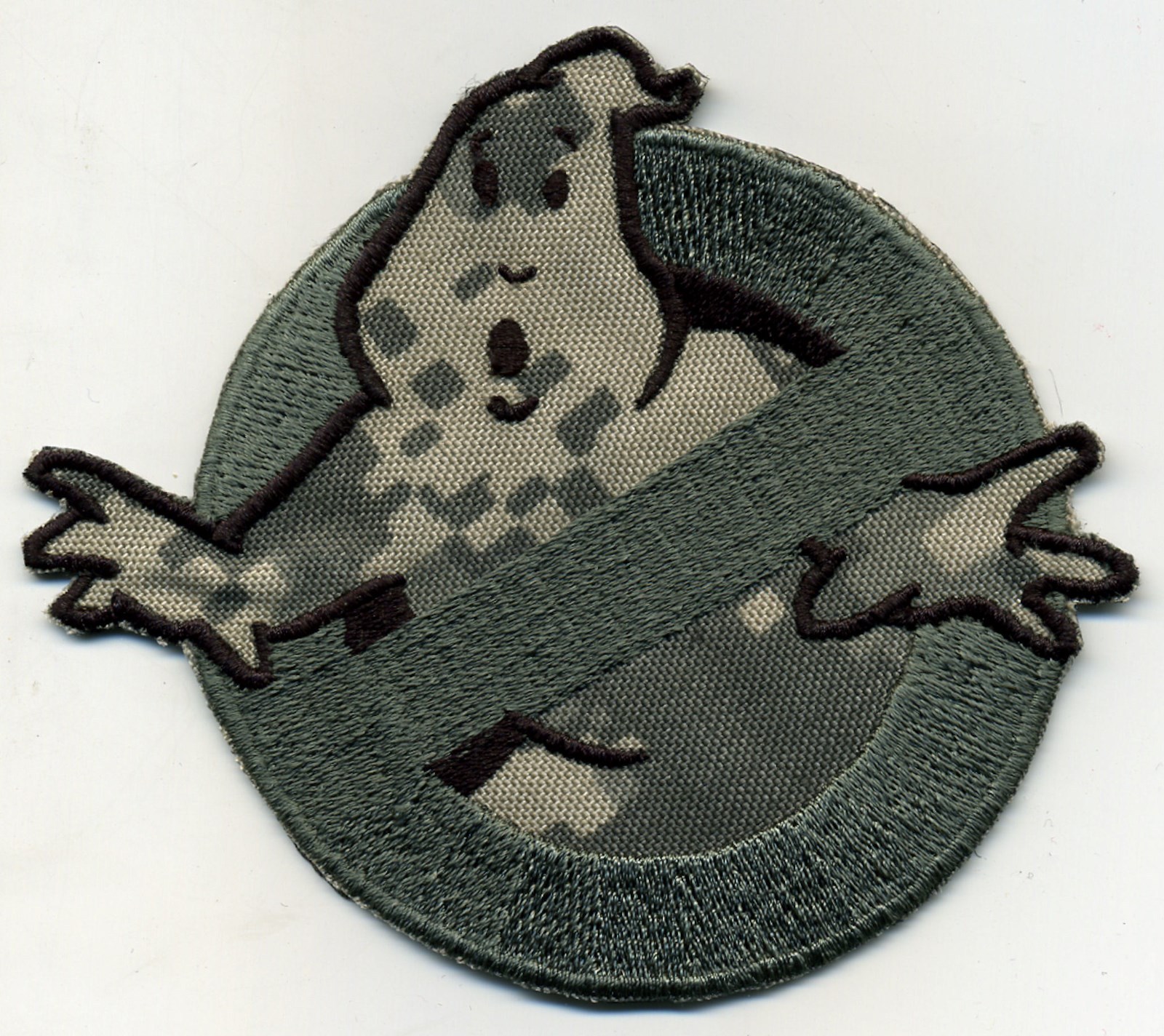 Camouflage Ghostbusters No Ghost Embroidered Patch with male/hook backing
