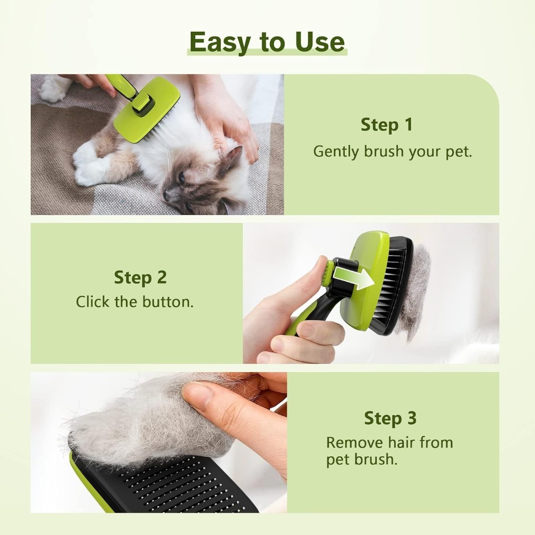 Dog Cat Slicker Brush Self Cleaning Pet Grooming Deshedding Tool