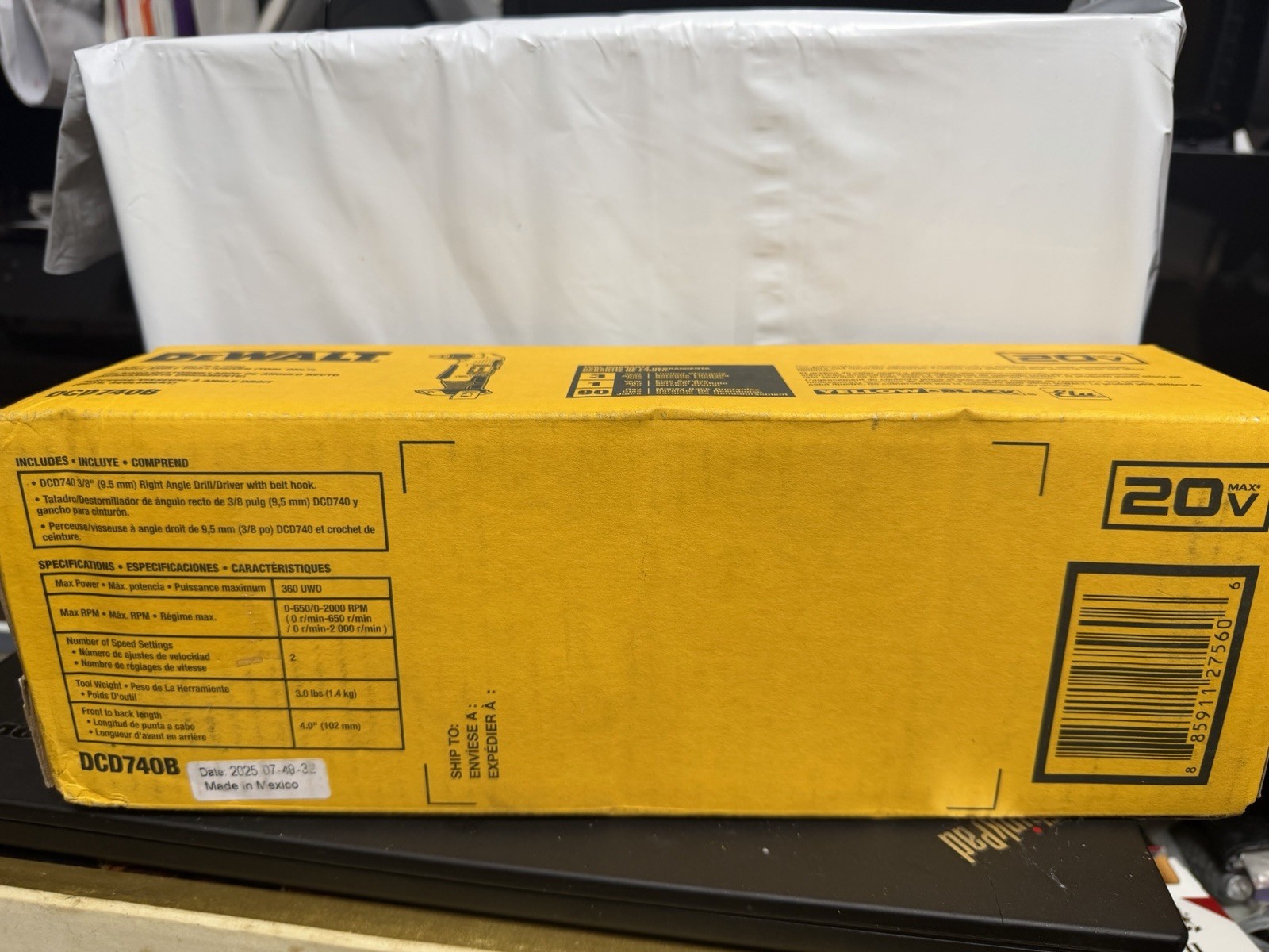 New Sealed DEWALT DCD740B 20V MAX Right Angle Drill Tool Only Lithium Cordless