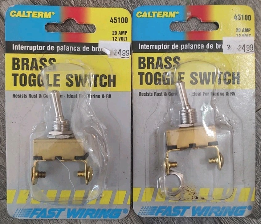 Lot Of 2 Tisco ETA45100 Calterm 45100 Brass Toggle Switch 12 Volt 20 Amp