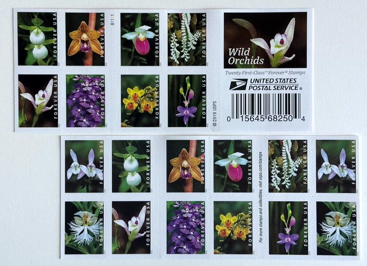 2020 US Wild Orchids Flowers -Pane of 20 Stamps - Free shipping