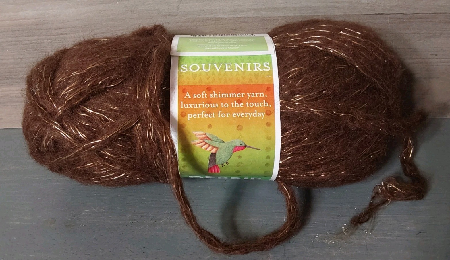 Debbie Mumm Souvenirs Yarn 1 Skein 2.5oz 91 Yrds Chestnut Brown Gold Sparkle