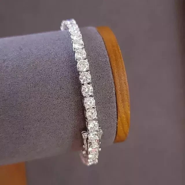 15.00Ct Round Lab Created 14K White Gold Finish Diamond Women's Tennis Bracelet