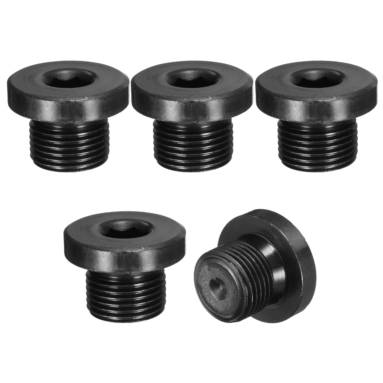 G3/8 Male Outer Head Hex Thread Socket Pipe Plug Fitting, 5Pcs, Black