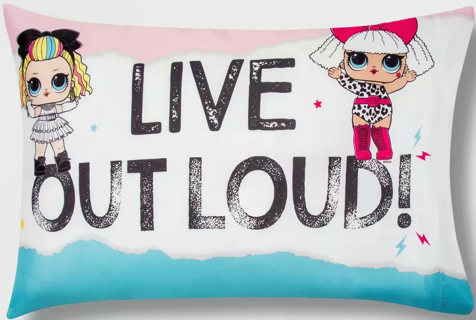 L.O.L. Surprise! Remix Rock Star Girls Pillowcase measures 20 x 30 inches
