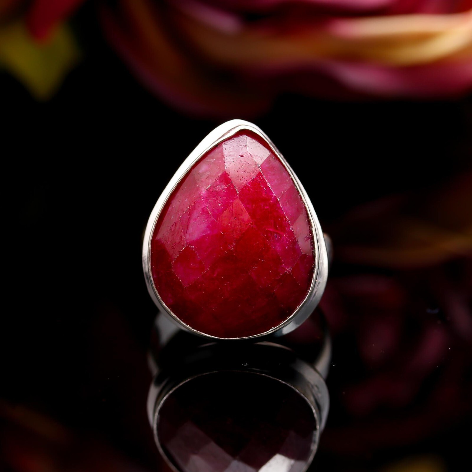 Kashmir Ruby Lab Created Gemstone Handmade 925 Sterling Silver Ring Jewelry