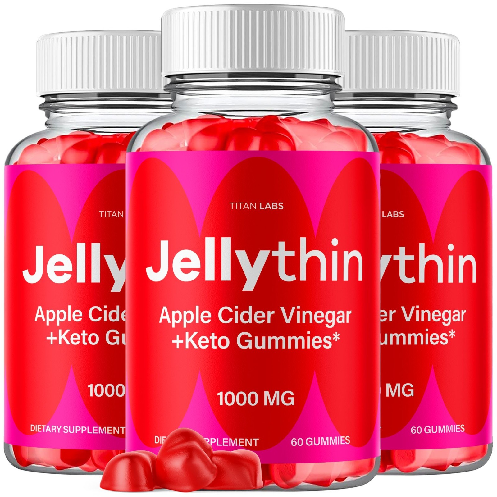 (3 Pack) Jellythin ACV Gummys 1000MG Advanced Jelly Thin Supplement 180 Gummies