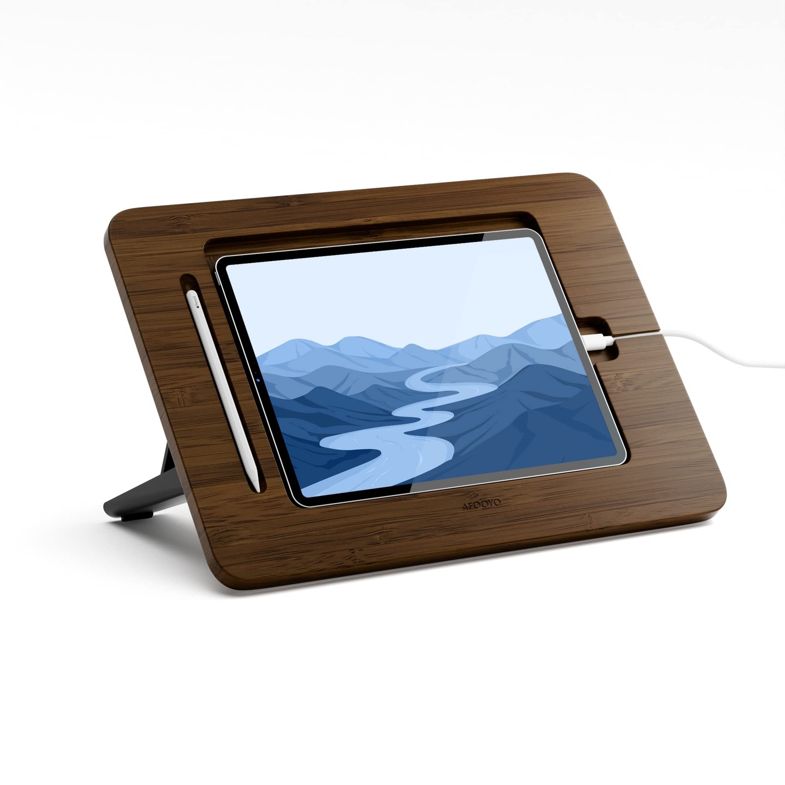 AFOOYO Bamboo Tablet Drawing Stand Tablet Holder - Portable & Adjustable 5 An...