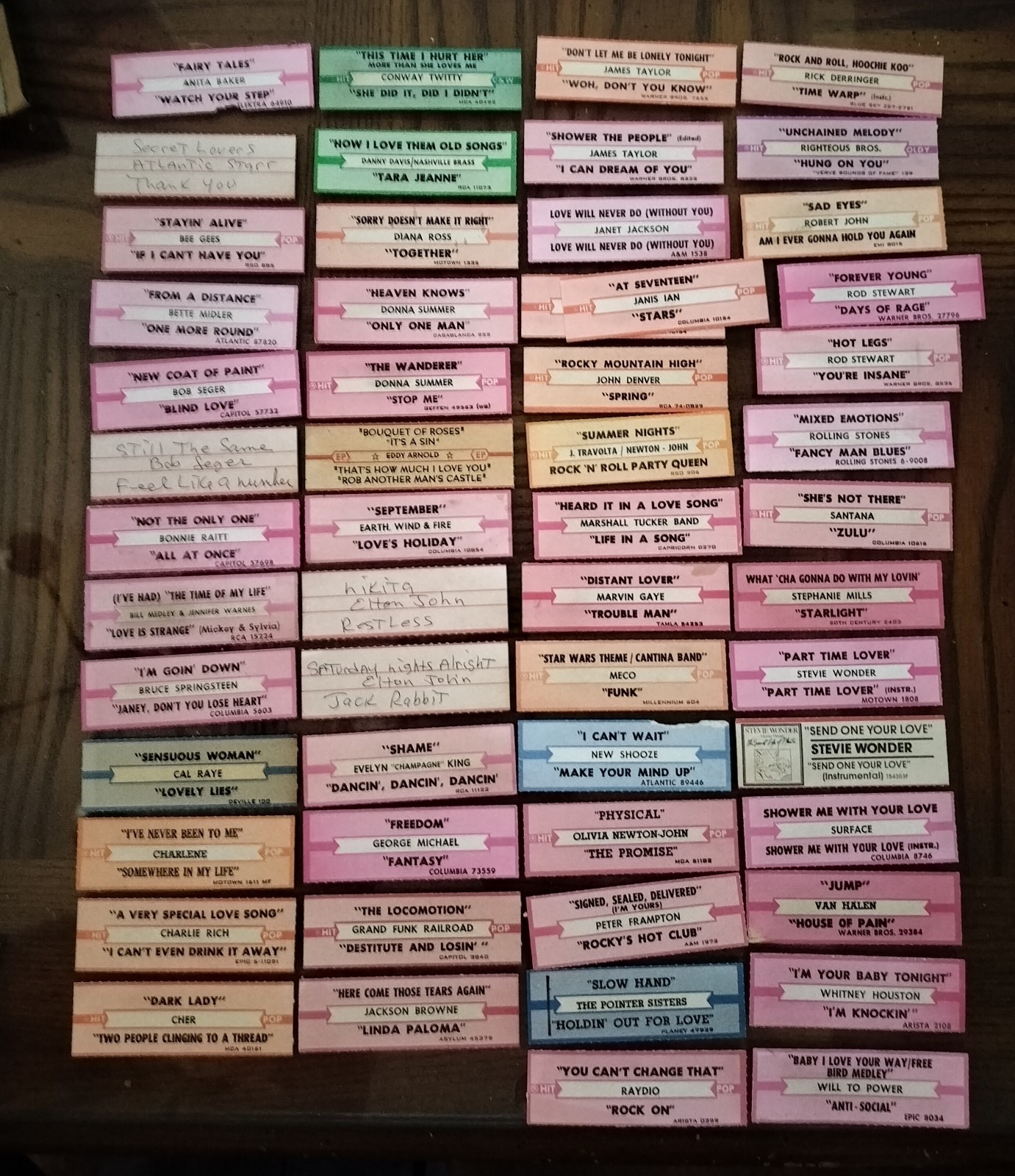 Lot of 60 Mixed Jukebox Title Strips - Excellent used Condition