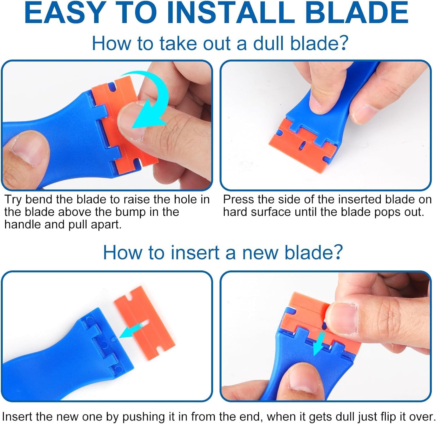 10 Pcs Razor Scraper with 100 Plastic Blades, 100 Blades