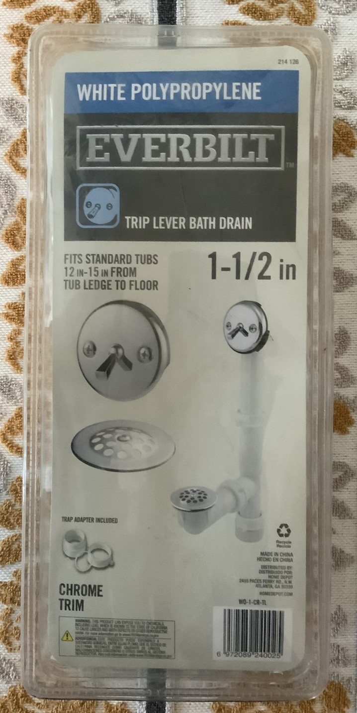 Everbilt Trip Lever Bath Drain 1-1/2 in Polypropylene Chrome Trim for Bathtub