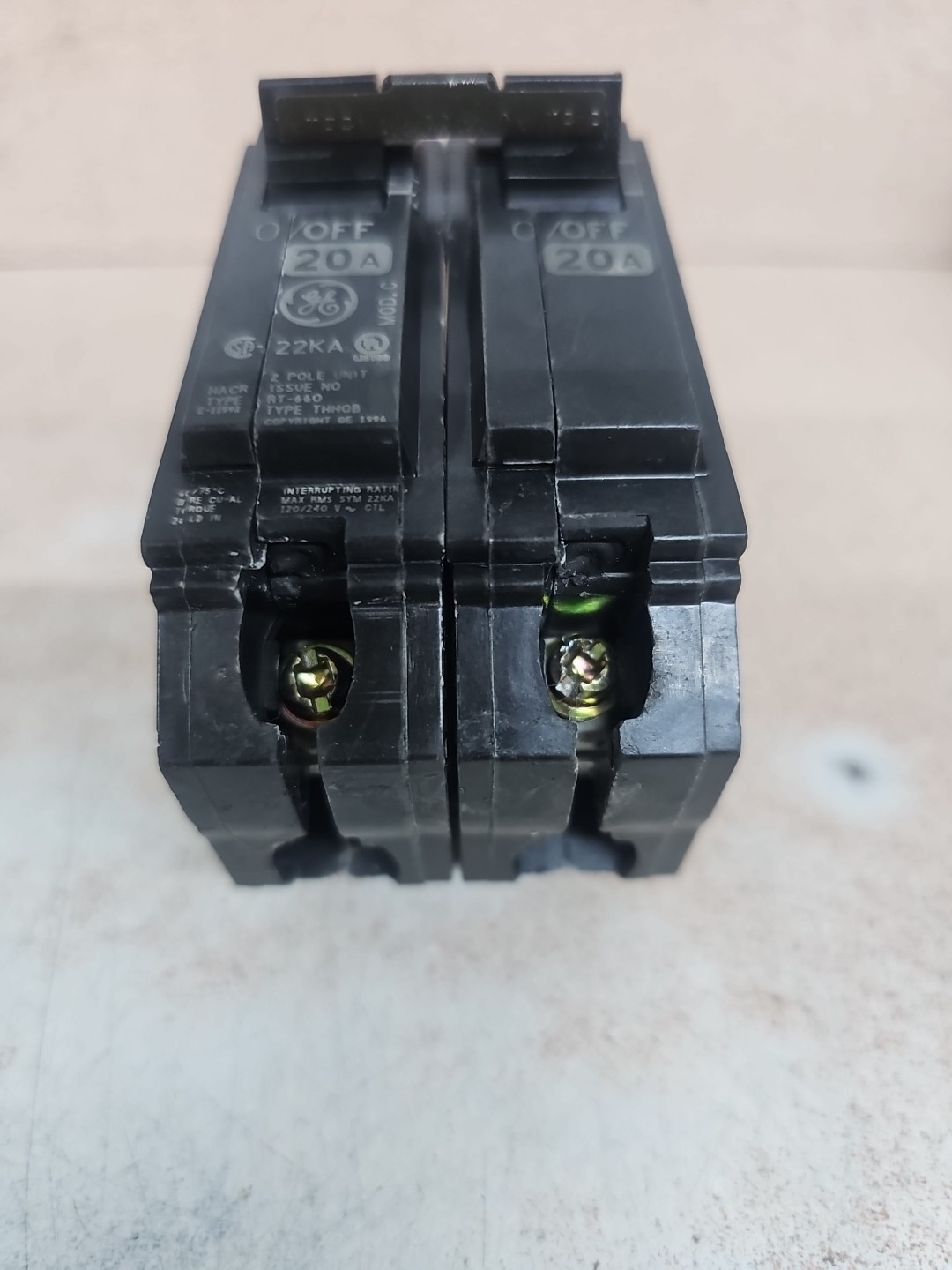 General Electric THHQB2120 2p 20a 240v 22k Circuit Breaker Used 1yr Warranty