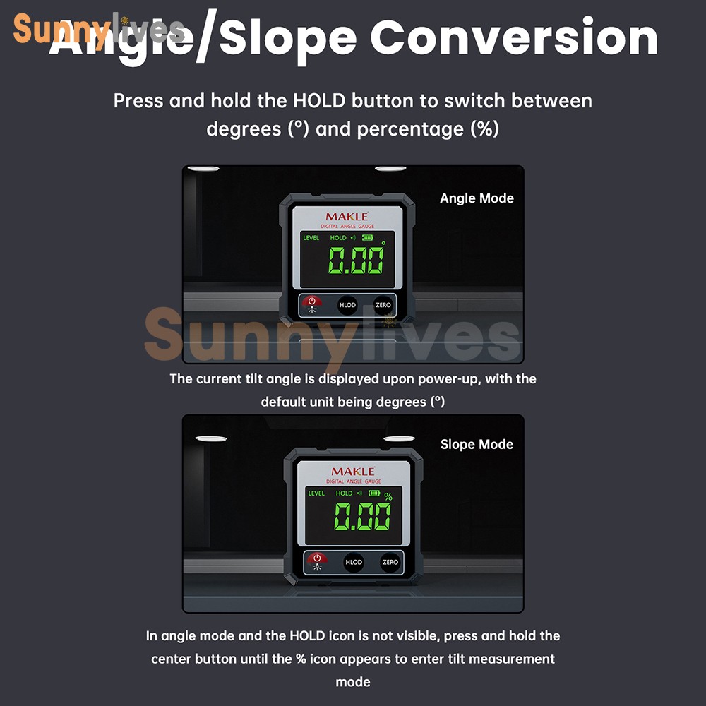 Digital Angle Finder Laser Level Gauge Inclinometer Magnetic Protractor Type-C