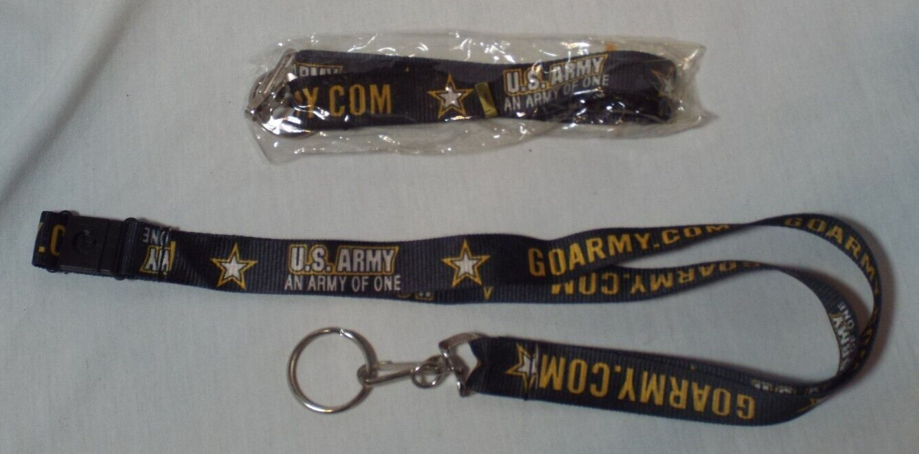 2ea US Military Go Army Of One Lanyard Neck Strap B1ack Keychain ID Holder