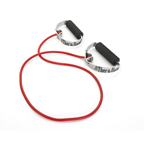 Resistance Tubing with Soft Handles, Red, Medium Level, 48" Latex Stretch