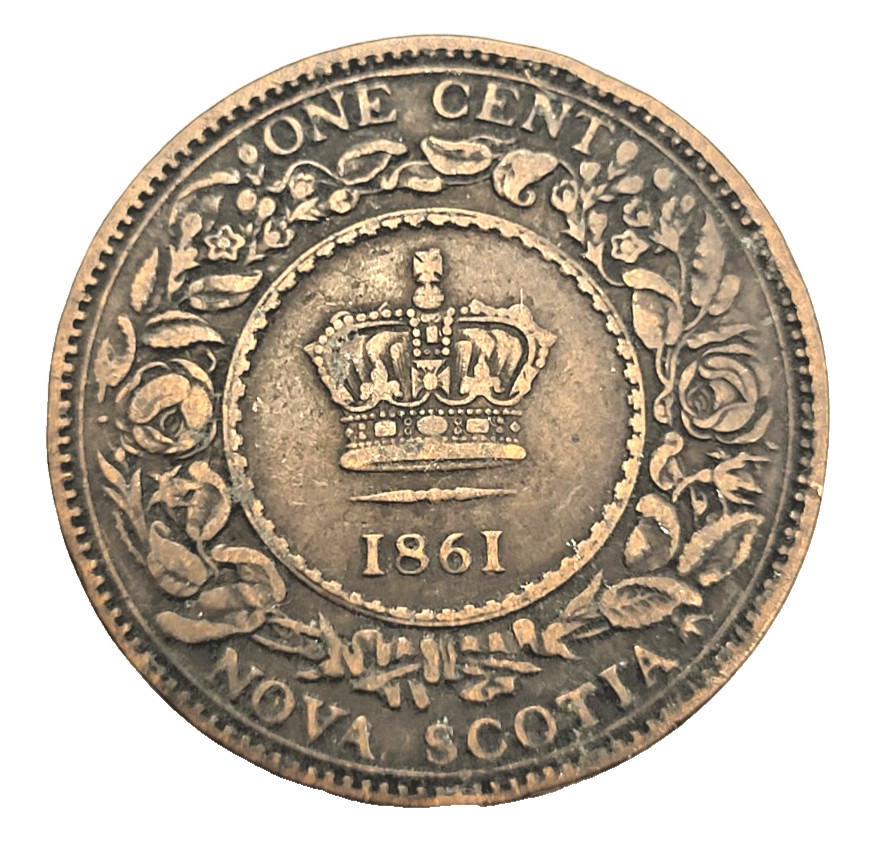 1861 Nova Scotia 1 Cent Bronze Coin