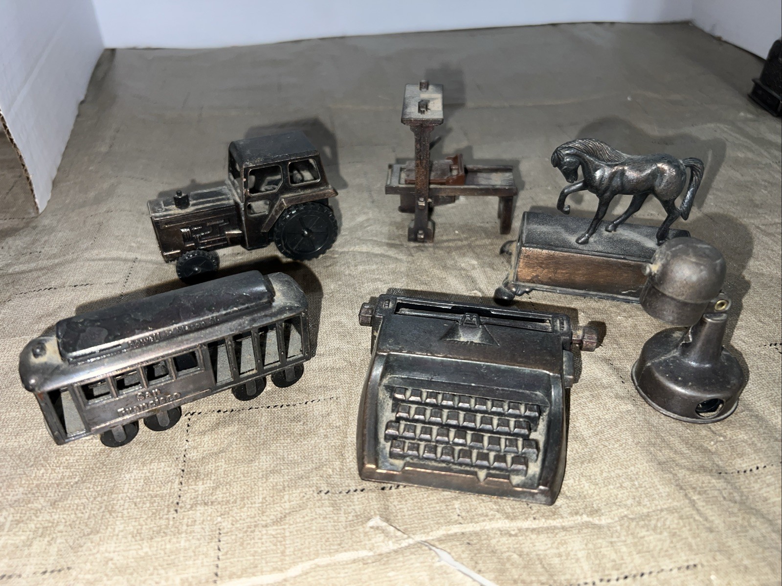 Vintage Lot Pencil Sharpeners Miniature Bundle Trolley Press Tractor Horse