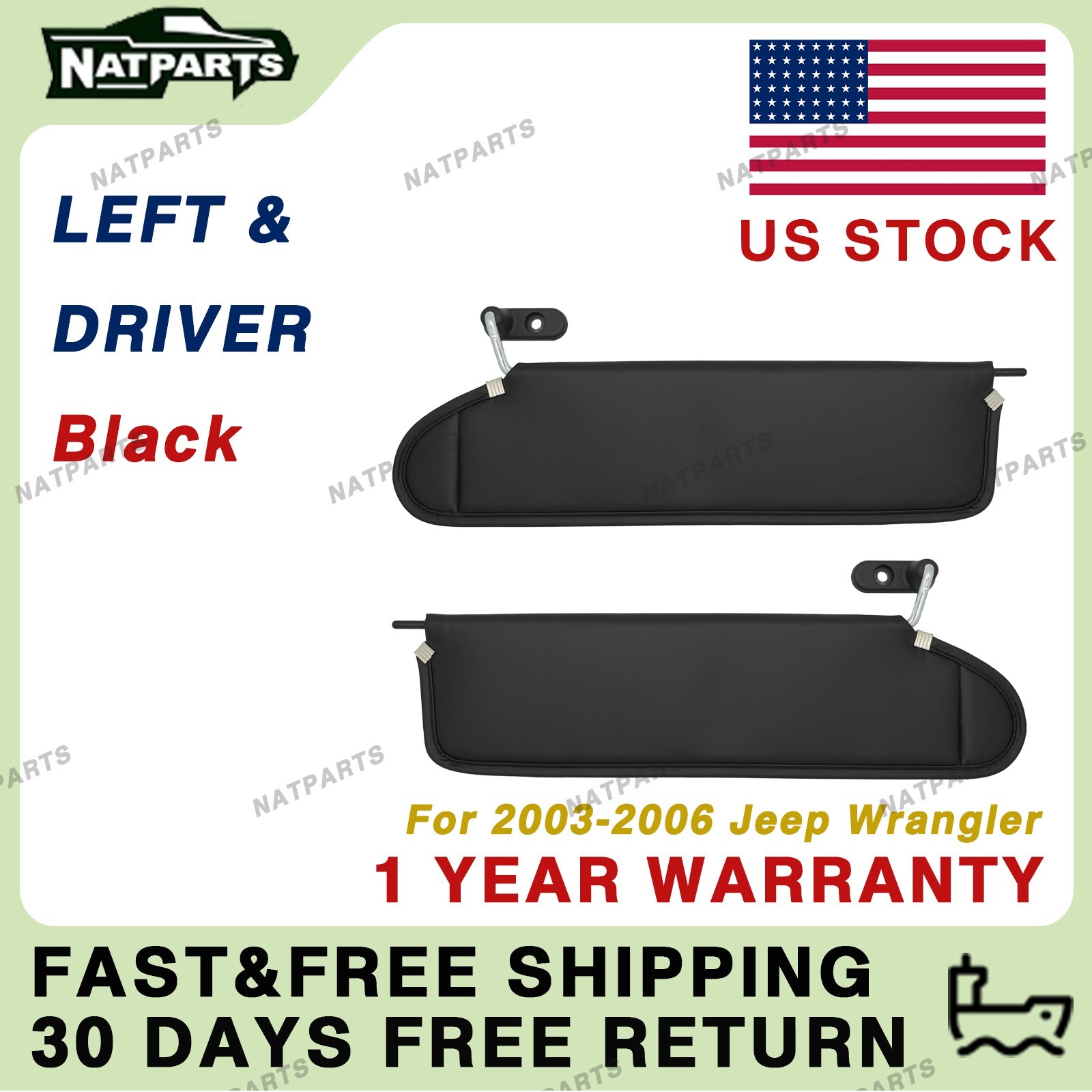 Pair Sun Visor W/O Light Fits for03-06JeepWrangler 5HD811X9AC 5HD801X9AC