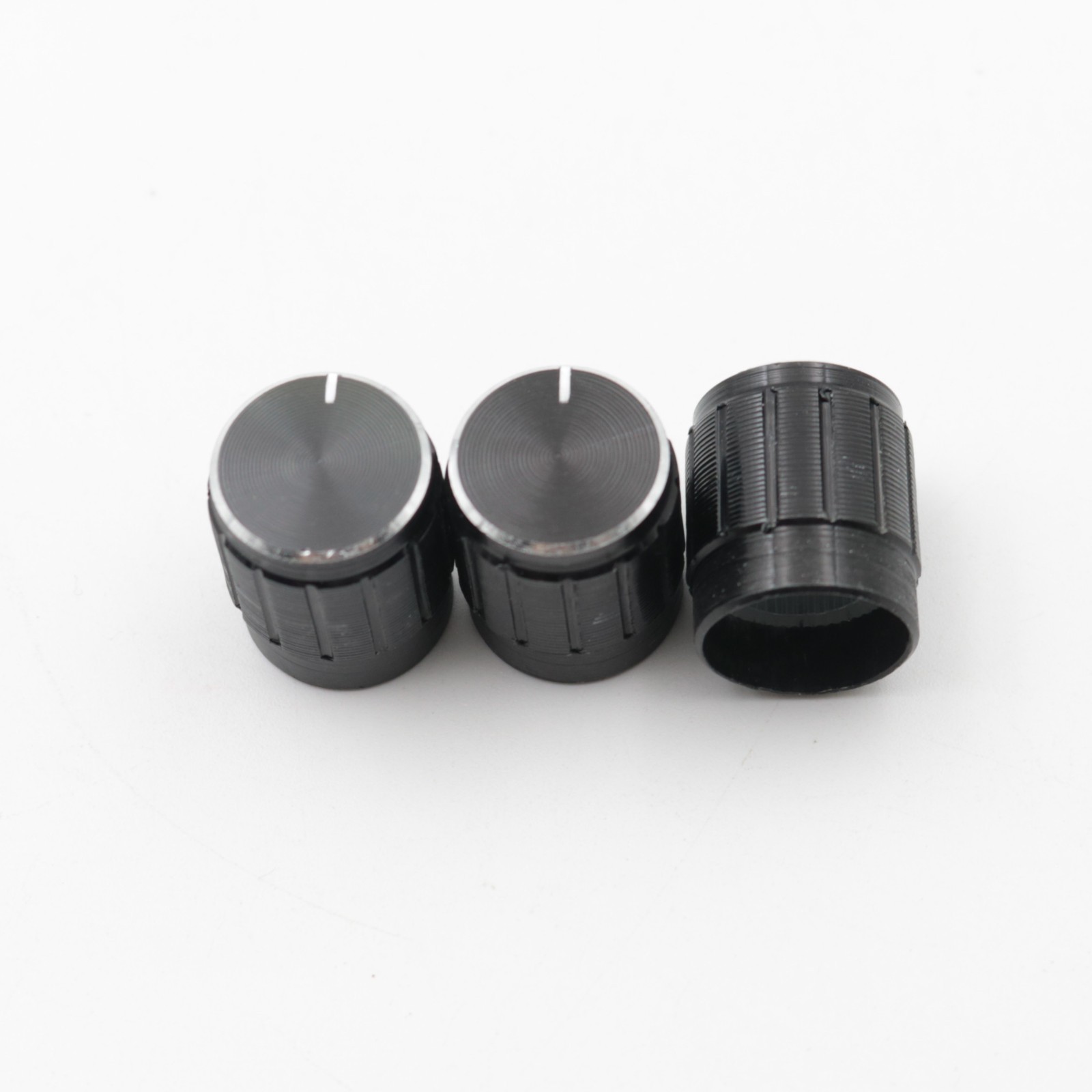 100Pcs Black 15x17mm Aluminum Alloy Potentiometer Control Volume Knobs