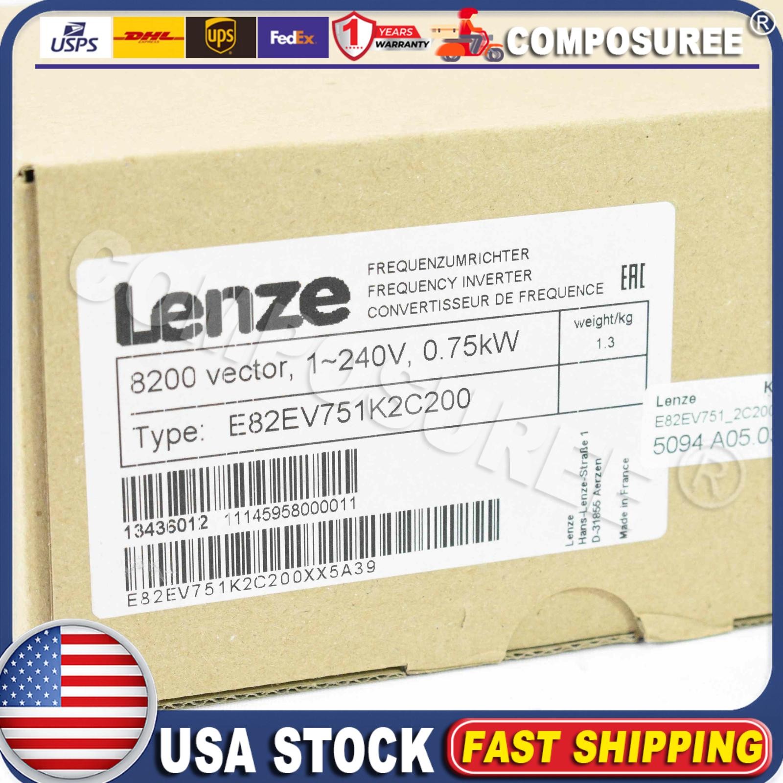 NEW Lenze Inverter 8200 Vector 0.75kW E82EV751K2C200 US STOCK