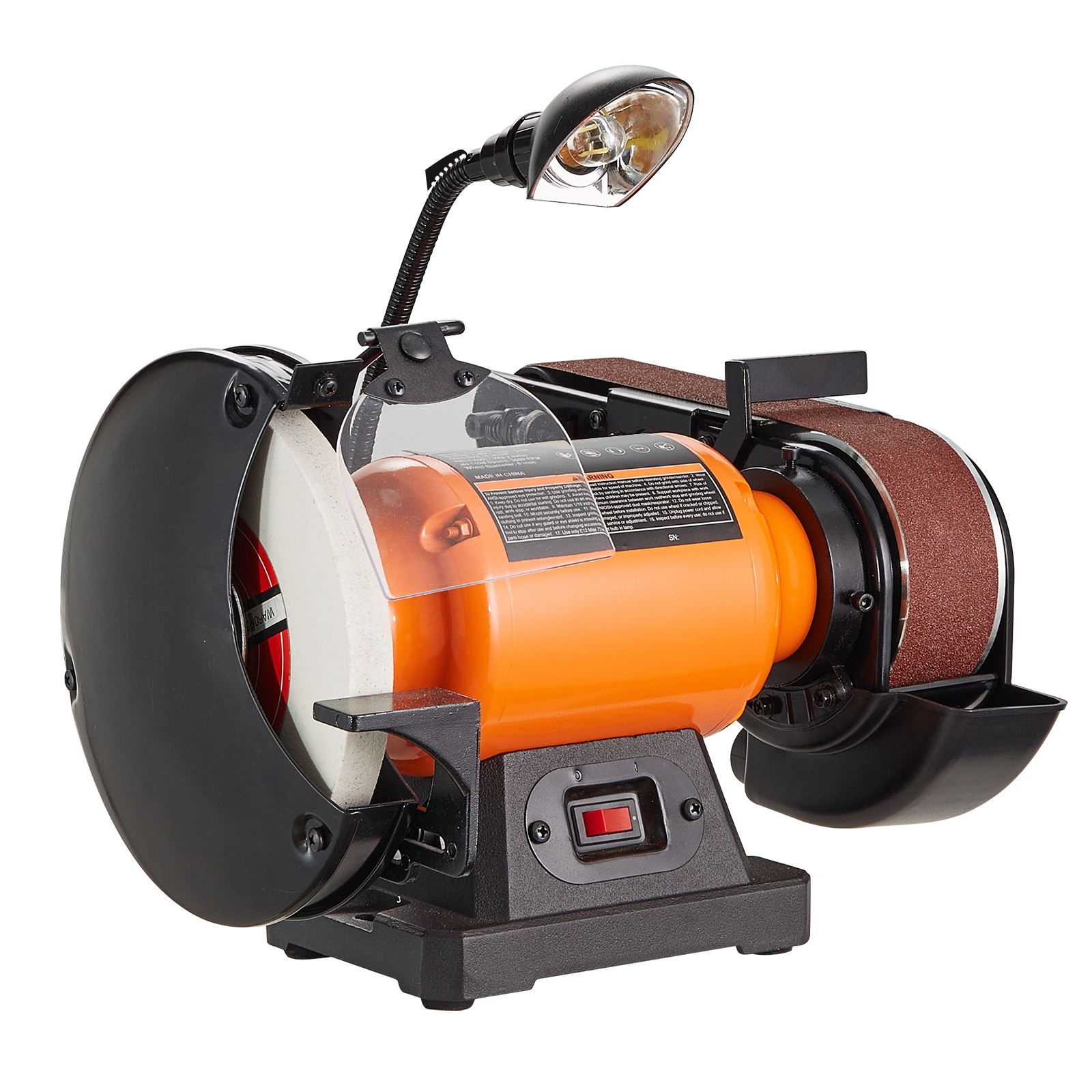 8" Bench Grinder & 2" x 28" Belt Sander Combo, 2.5A Motor, Orange