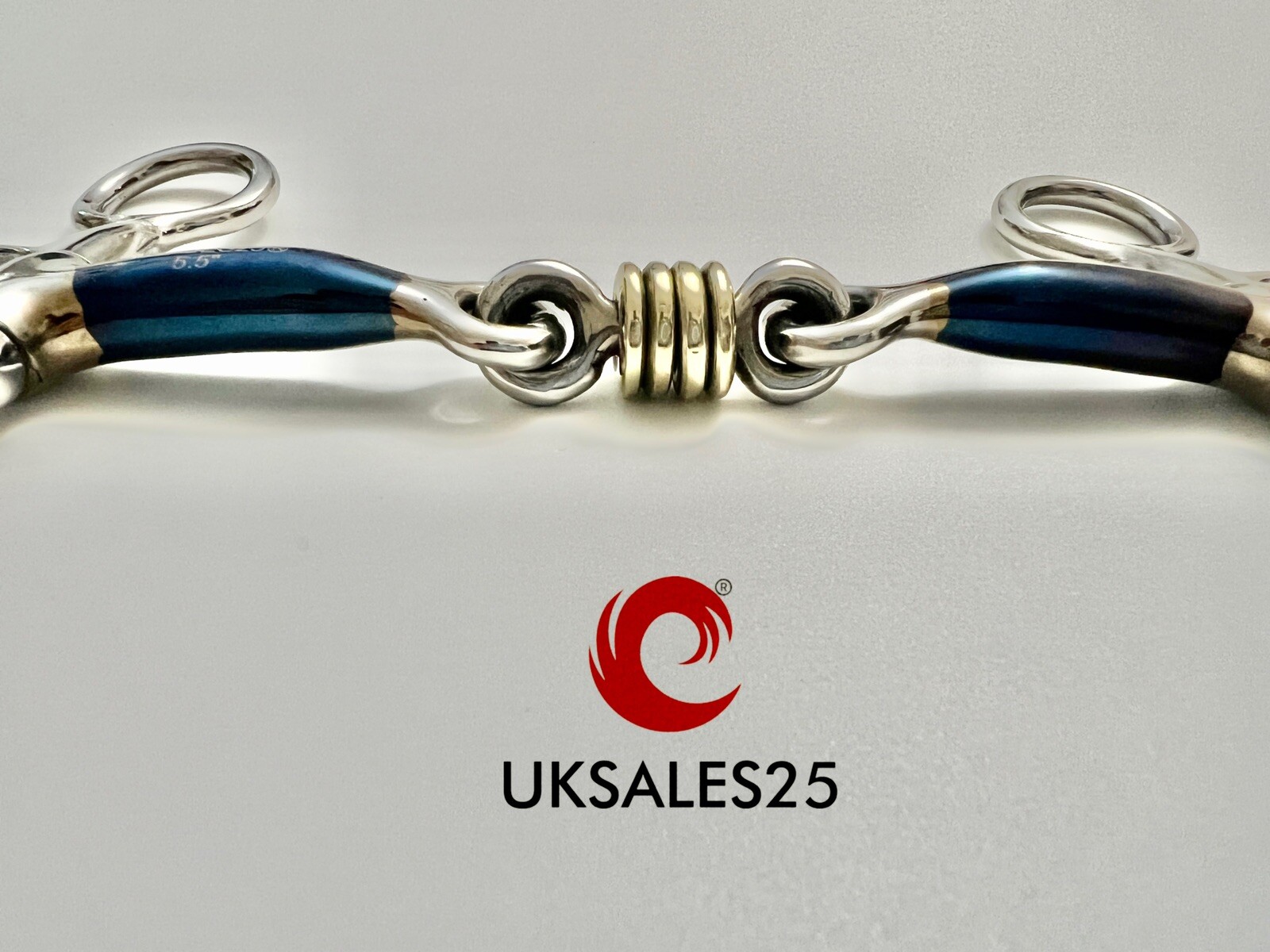 Hanging Cheek Snaffle Blue Sweet Iron / Brass Roller links *SAME DAY DISPATCH*