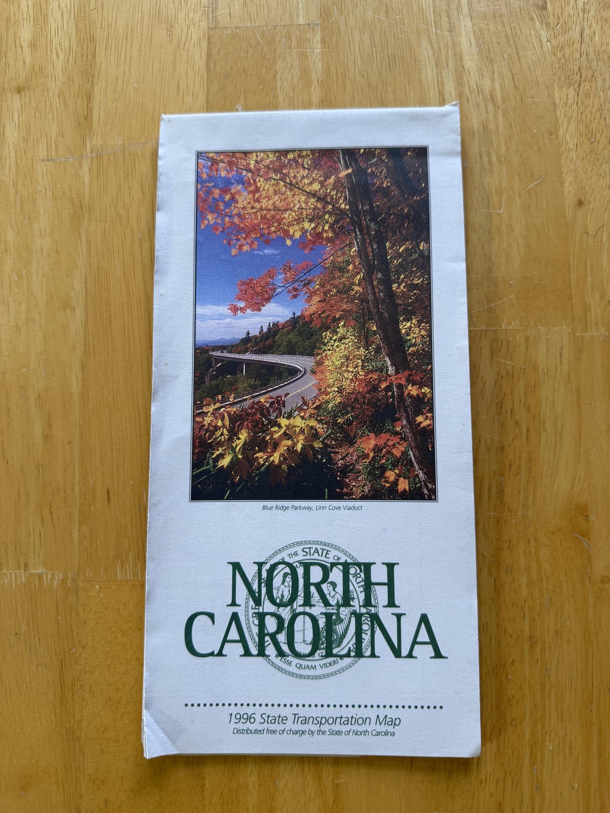 Vintage 1996 North Carolina State Transportation Road Map Folded Brochure USA
