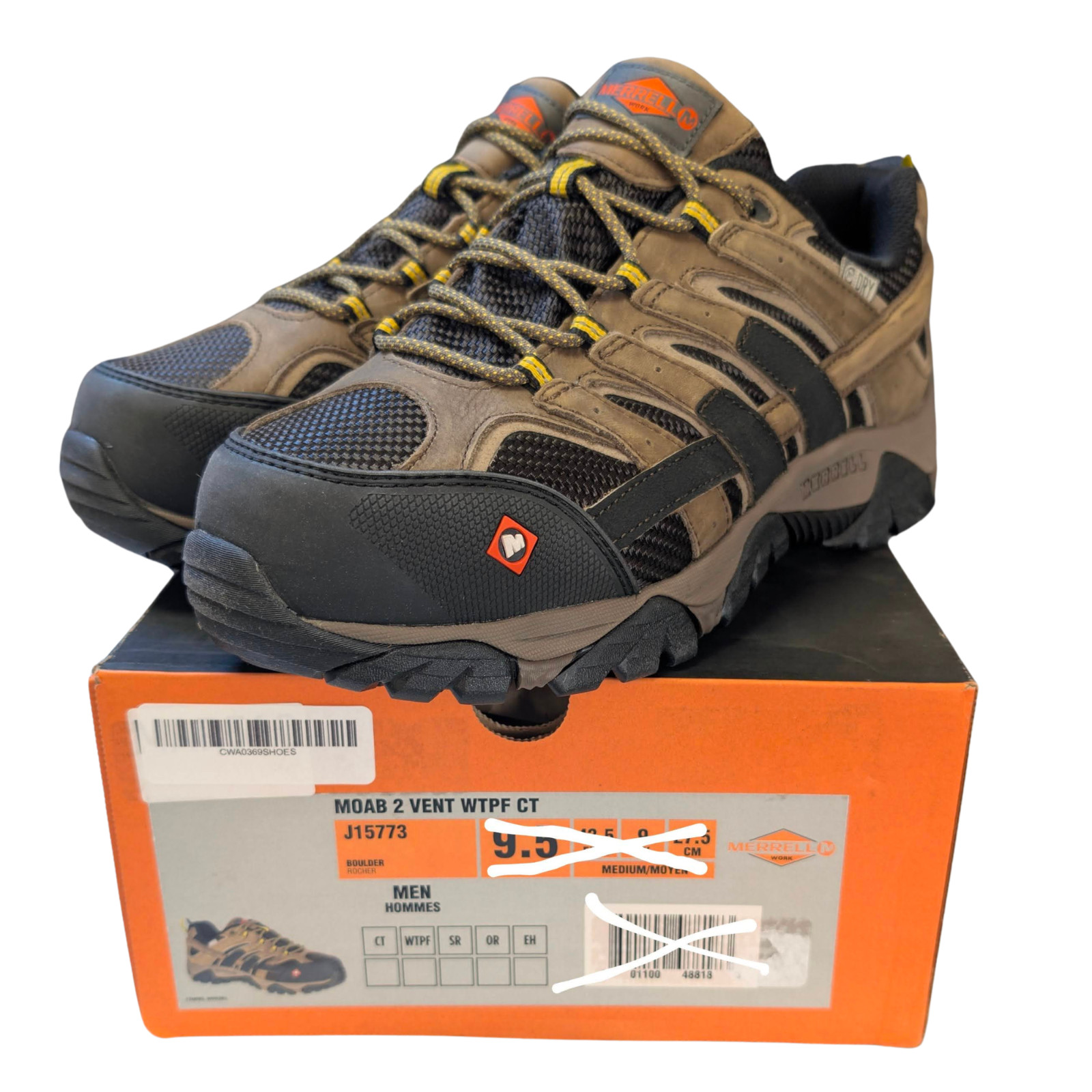 Merrell Moab 2 Vent Waterproof Composite Toe Men's Boulder NIB