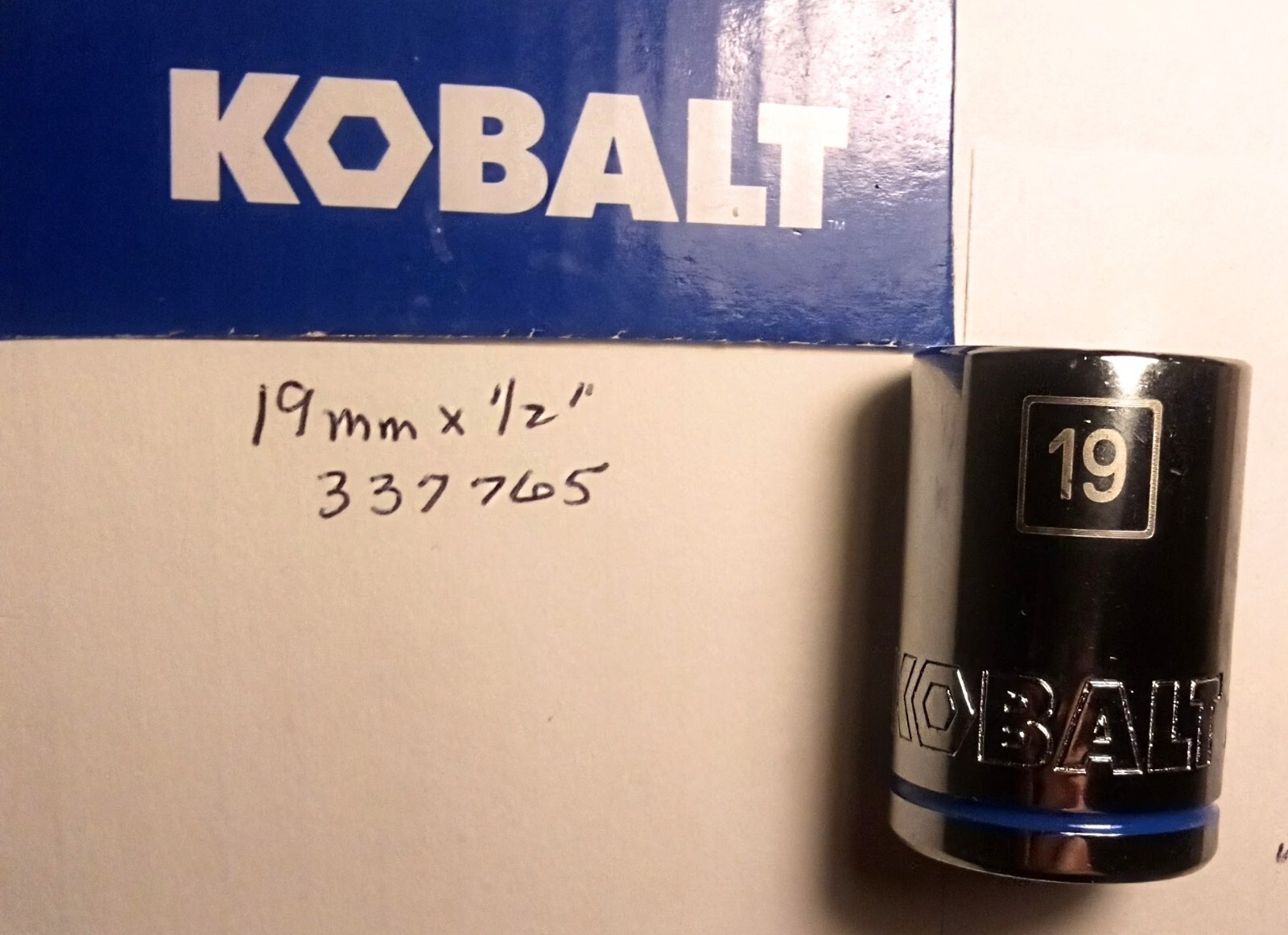Kobalt 19mm x 1/2 In Dr Metric Socket   12 pt 337765  Free Shipping