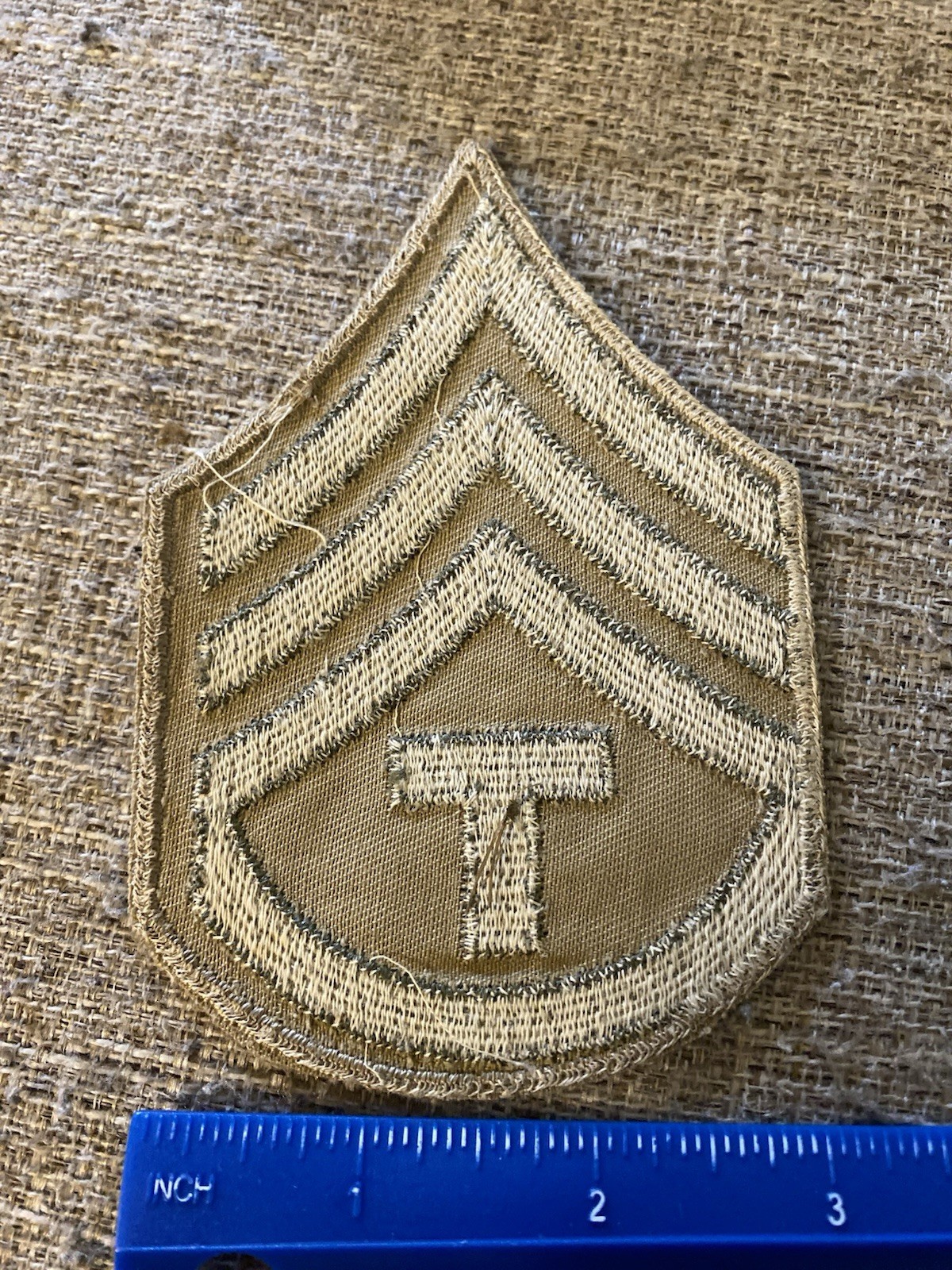 WWII US Army Technical Third Grade T/3 Enlisted Patch Tan
