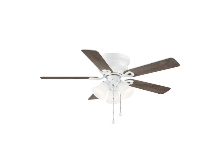 Hampton Bay Clarkston II 44 in. LED Indoor White Ceiling Fan with Light Kit