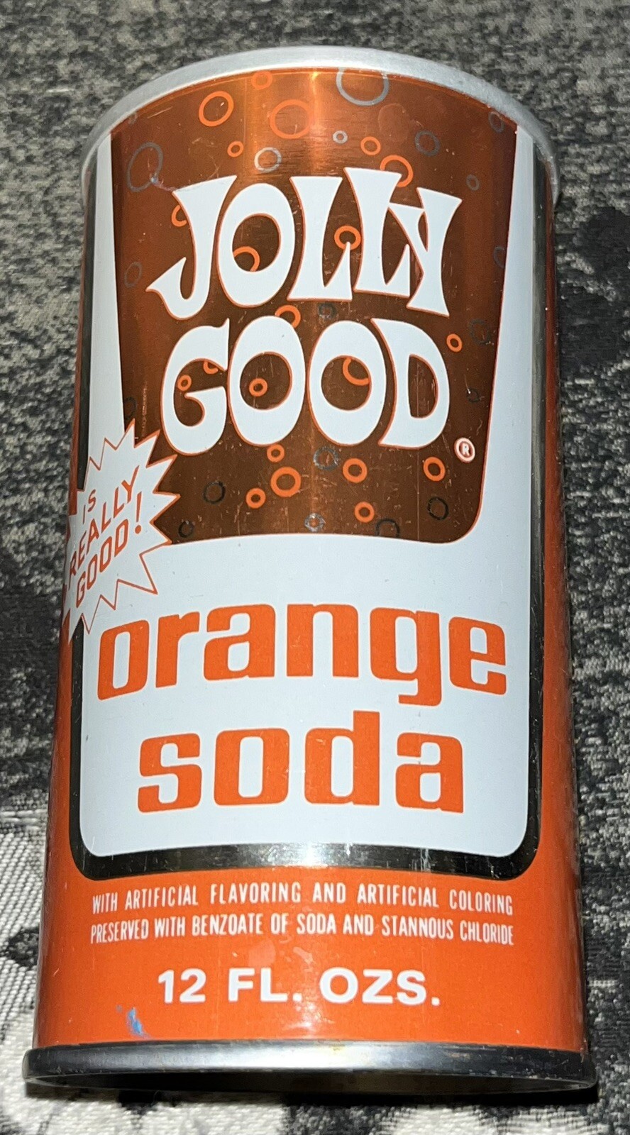 VINTAGE JOLLY GOOD ORANGE SODA PULL TAB STEEL CAN