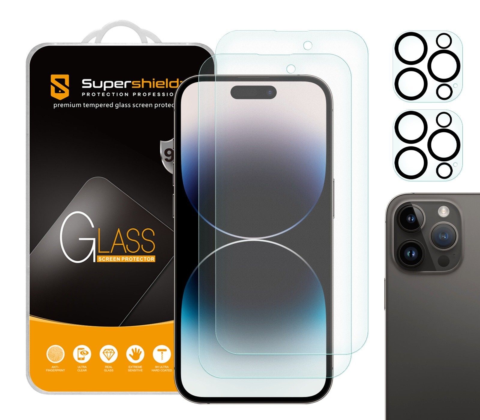 2X Anti-Glare Matte Tempered Glass Screen Protector for iPhone 14 Pro 6.1"+ Lens