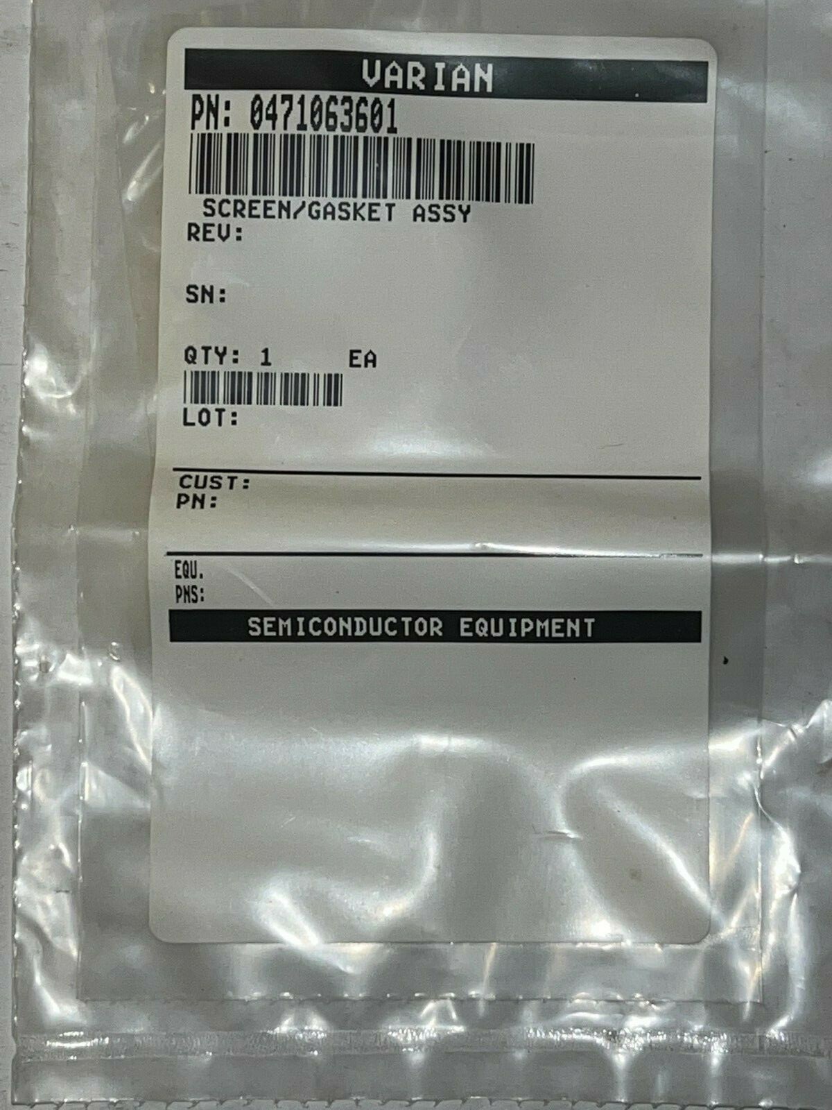 0471063601 varian screen/gasket assy nos