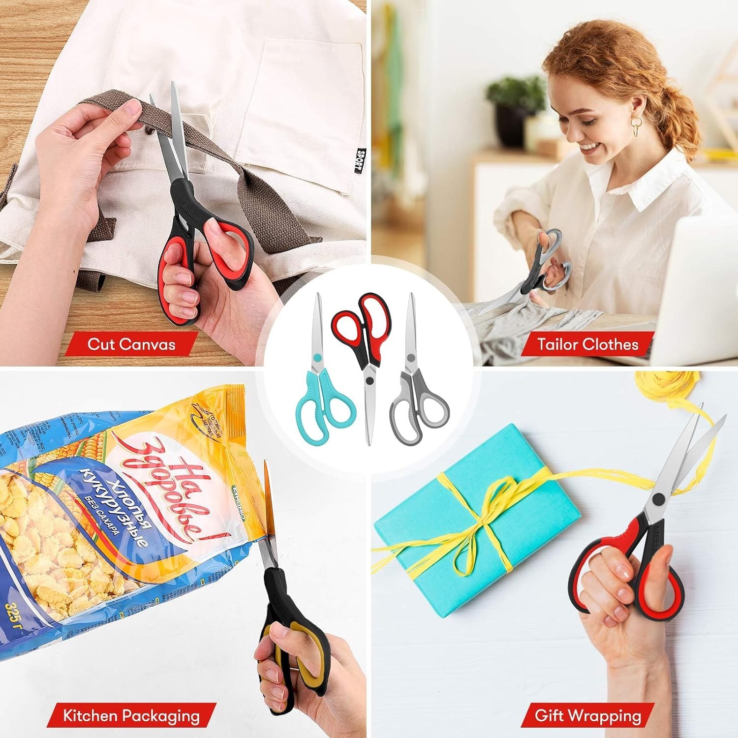Sharp 8-Inch Scissors for Every Purpose - Comfortable Grip & Precision Cutting