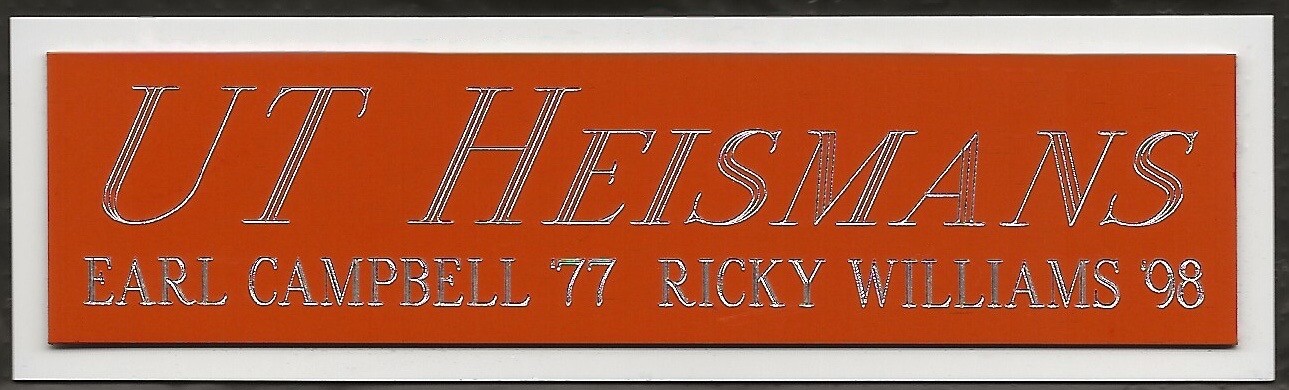 TEXAS LONGHORNS HEISMAN NAMEPLATE AUTOGRAPH Signed FOOTBALL-HELMET-JERSEY-PHOTO
